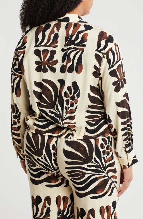 T Tahari Printed Faux Wrap Top In Sienna/natural Print
