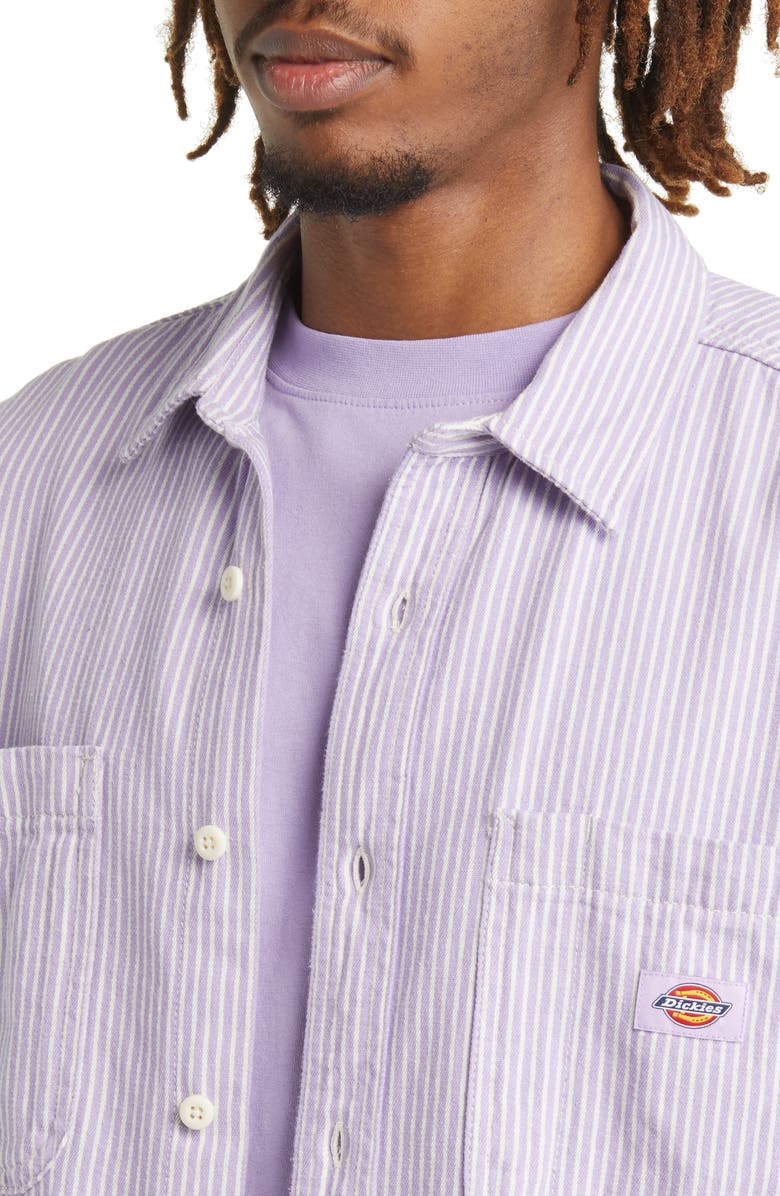 Dickies Hickory Stripe Cotton Button-Up Shirt, Alternate, color, 
