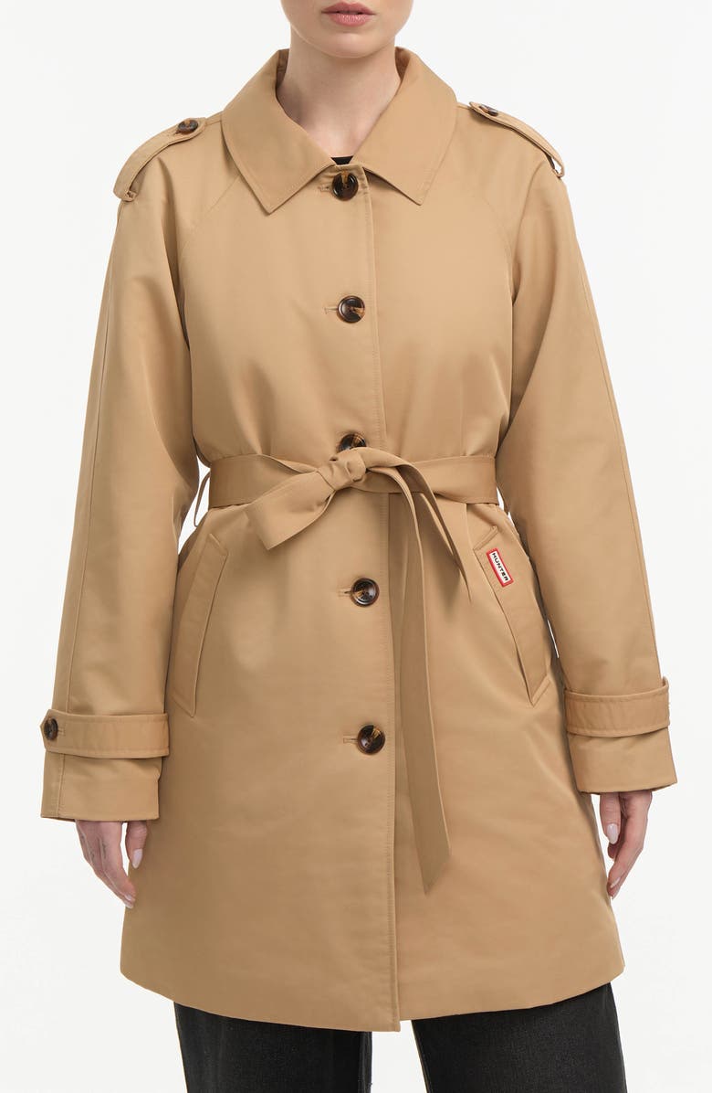 Hunter Stacy Water Resistant Gabardine Trench Coat, Main, color, Classic Camel