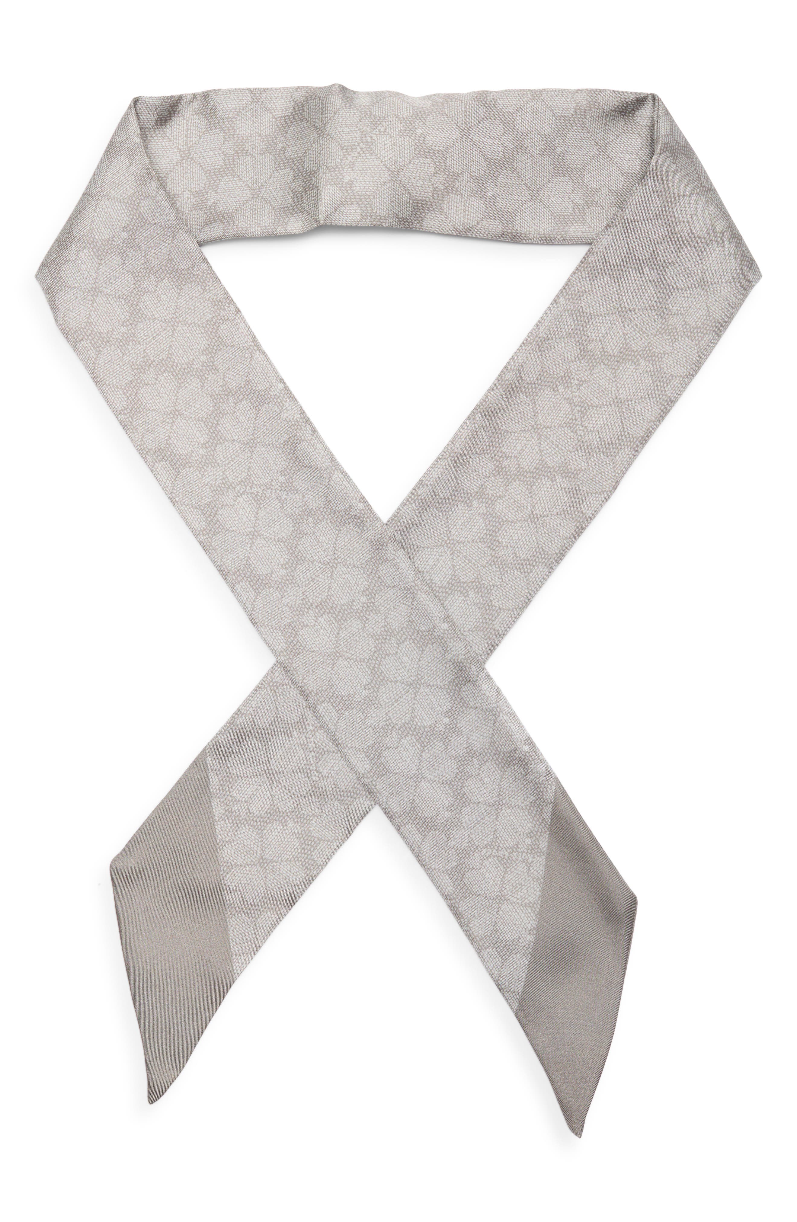 spade flower silk skinny scarf