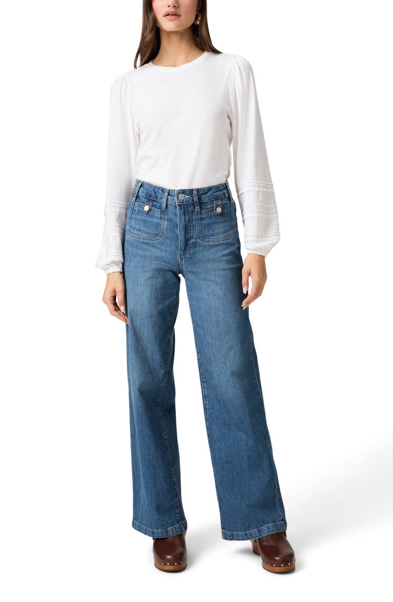 PAIGE Cyrano Pintuck Jersey Top, Alternate, color, White