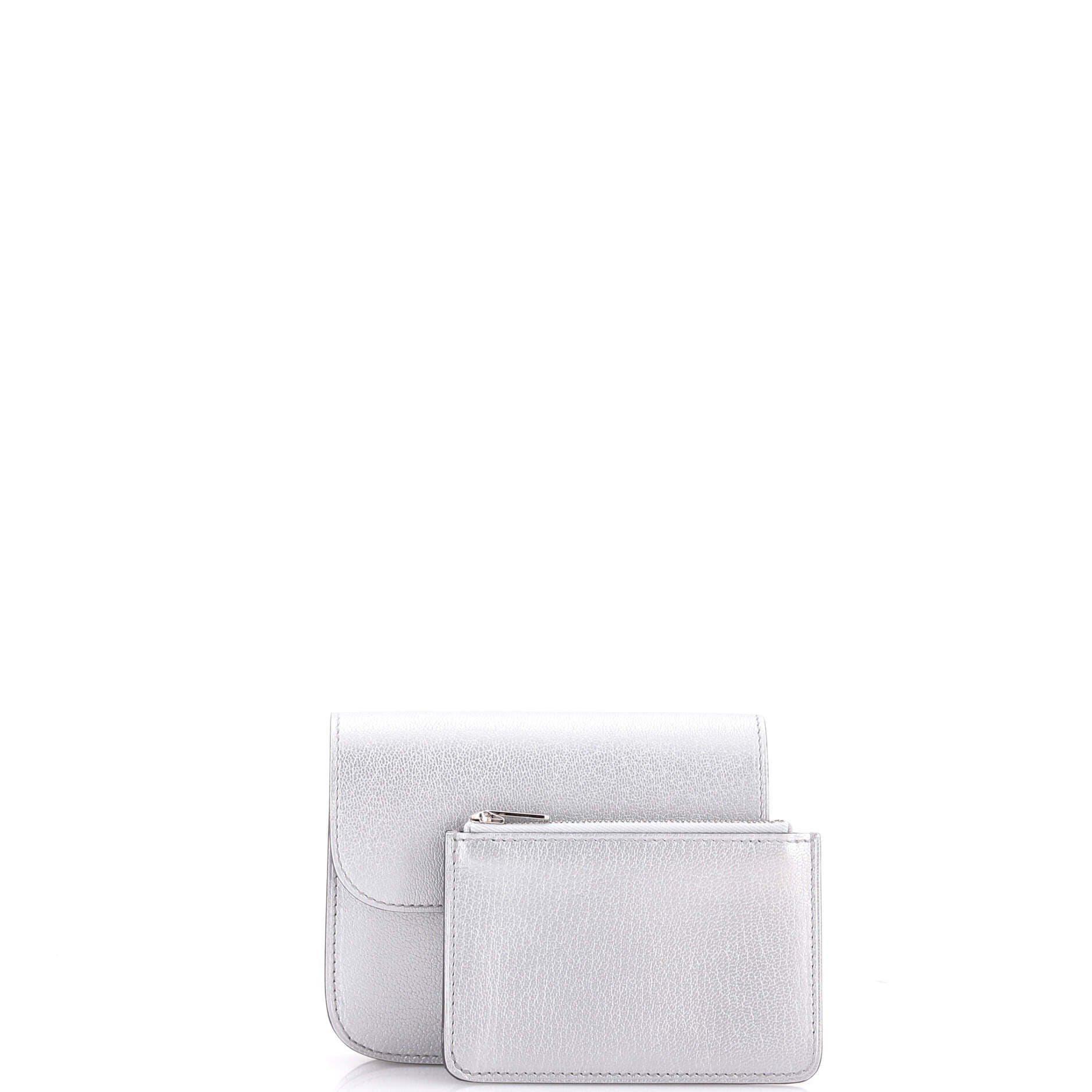 Pre-Owned Hermes Constance Slim Wallet Chevre Chamkilight, Alternate, color, Gris Argente