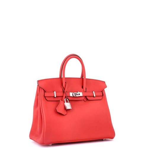Pre-owned Hermes  Hermes Birkin Handbag Red Swift With Palladium Hardware 25 In Red