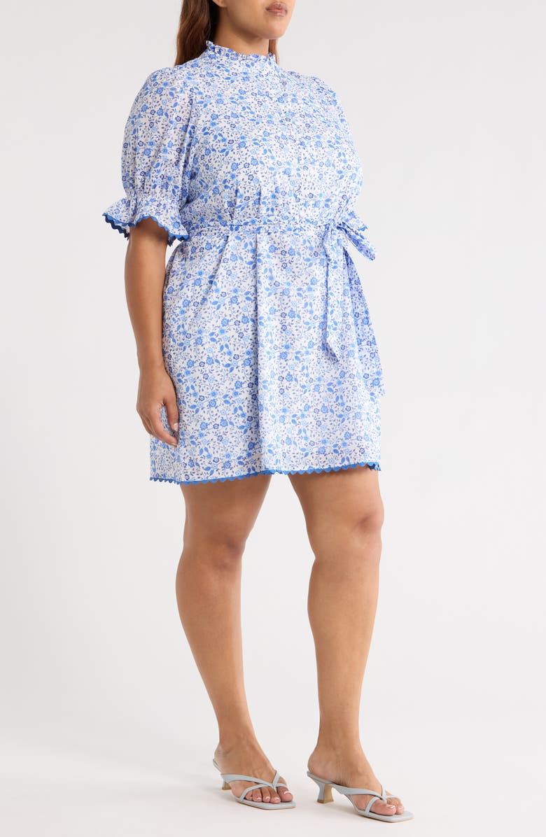 SUGARLIPS Maisie Floral Miana Cotton Shirtdress, Alternate, color, White/ Blue Combo