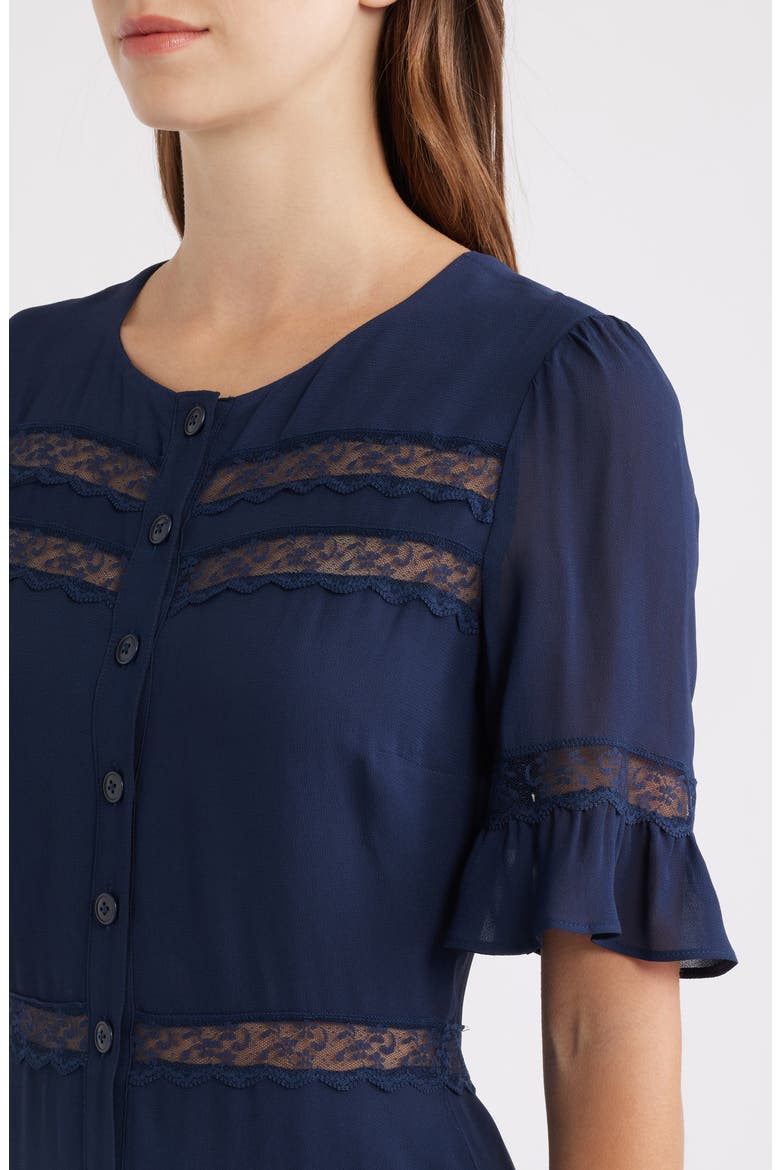 Woodson Lace Detail Shirtdress, Alternate, color, NAVY