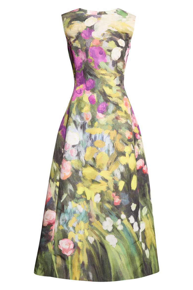 Abstract Garden Print Sleeveless Faille Dress, Alternate, color, GARDEN MULTI