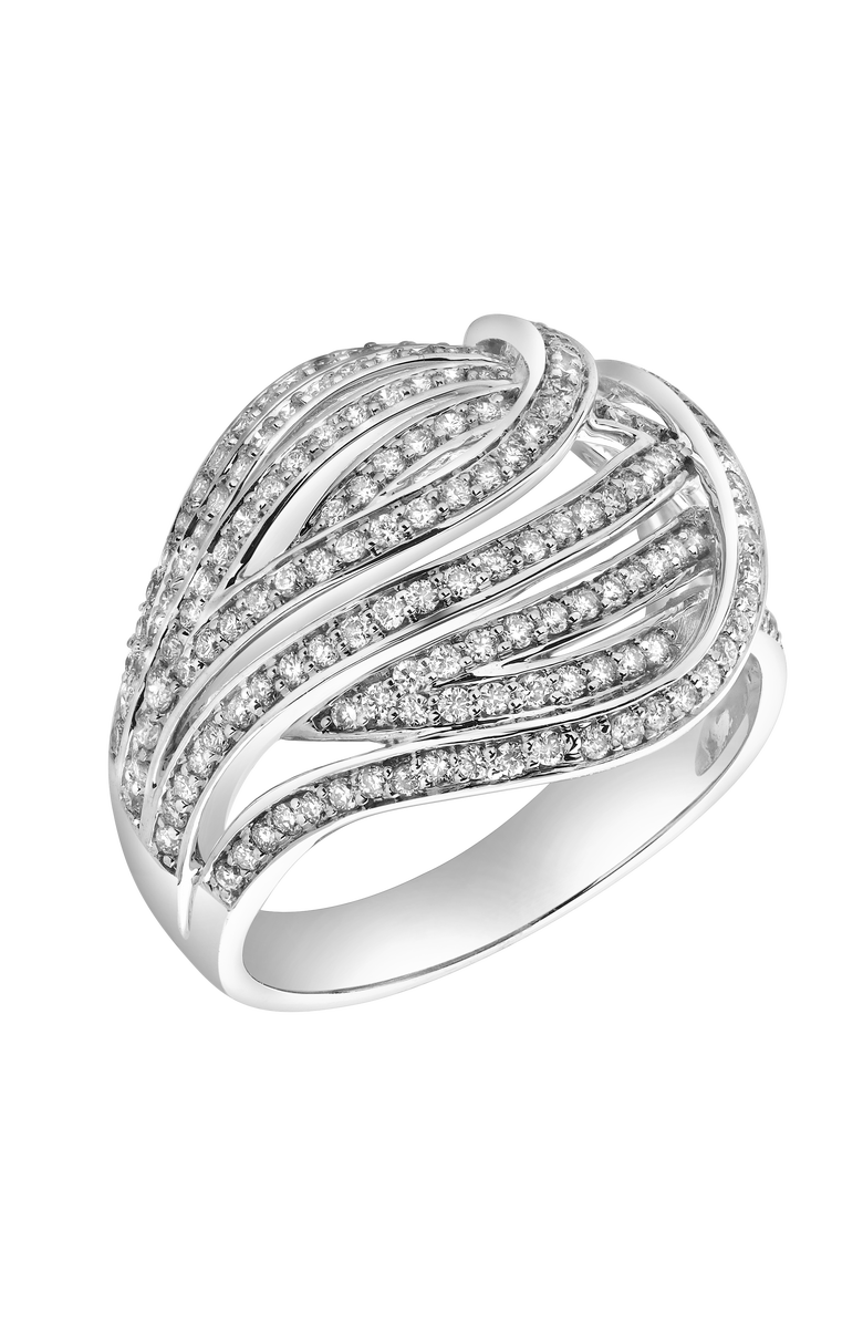 LuvMyJewelry Marina 14K Gold Round Diamond Studded Dome Ring - 0.84cts, Alternate, color, 14K White Gold