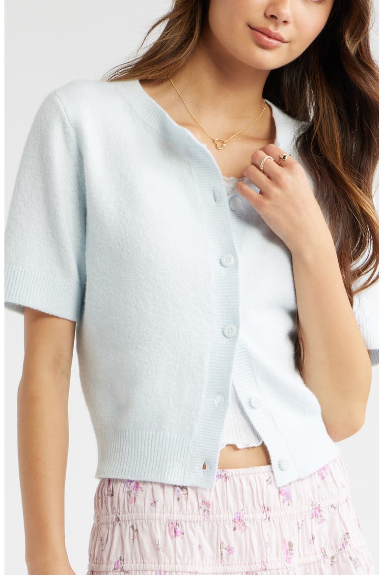 Short Sleeve Cardigan, Alternate, color, BLUE BREEZE