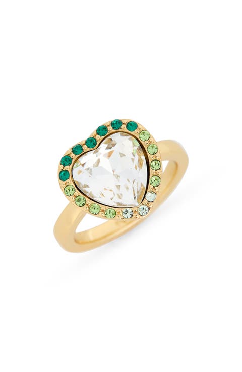 Crystal Heart Halo Cocktail Ring