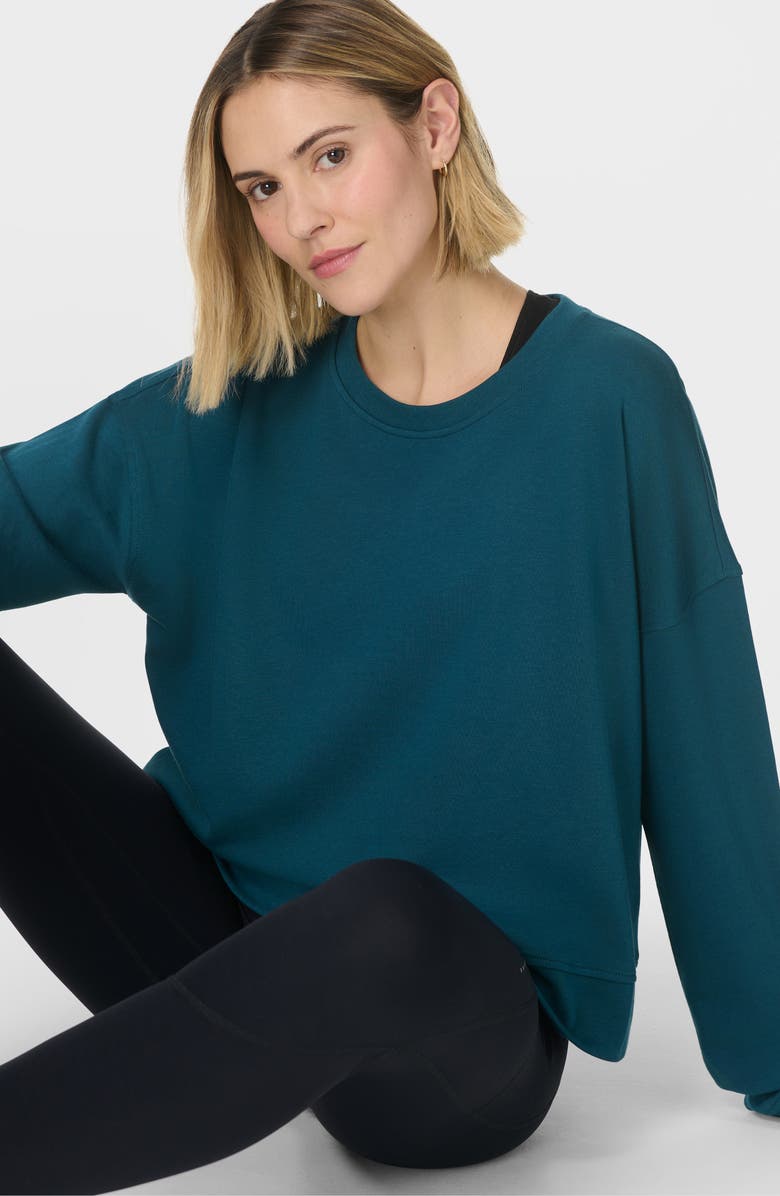 Sweaty Betty After Class Crop Sweatshirt, Alternate, color, Deep Green