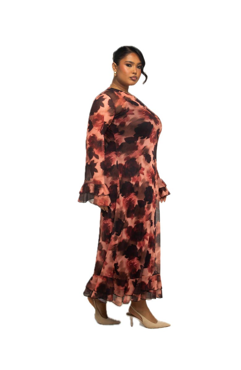 FASHION-SZN CURVE Long Sleeved Floral Mesh Maxi Dress, Alternate, color, 