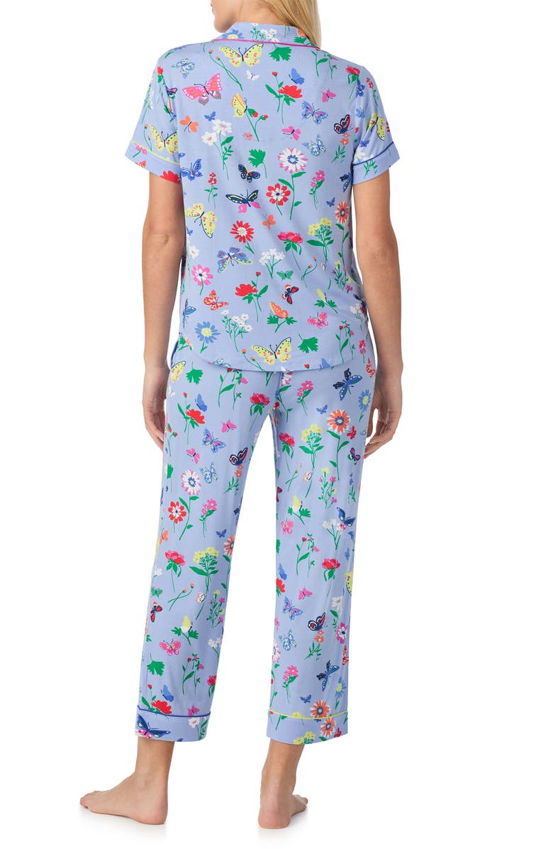 Kate Spade New York short sleeve crop pajamas, Alternate, color, Blue/ Print