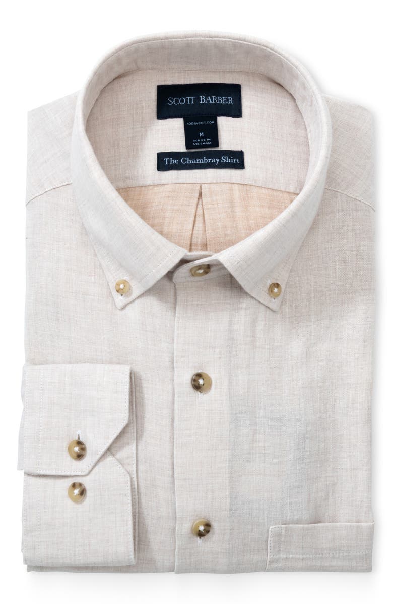 Scott Barber The Chambray Button-Down Shirt, Main, color, Birch
