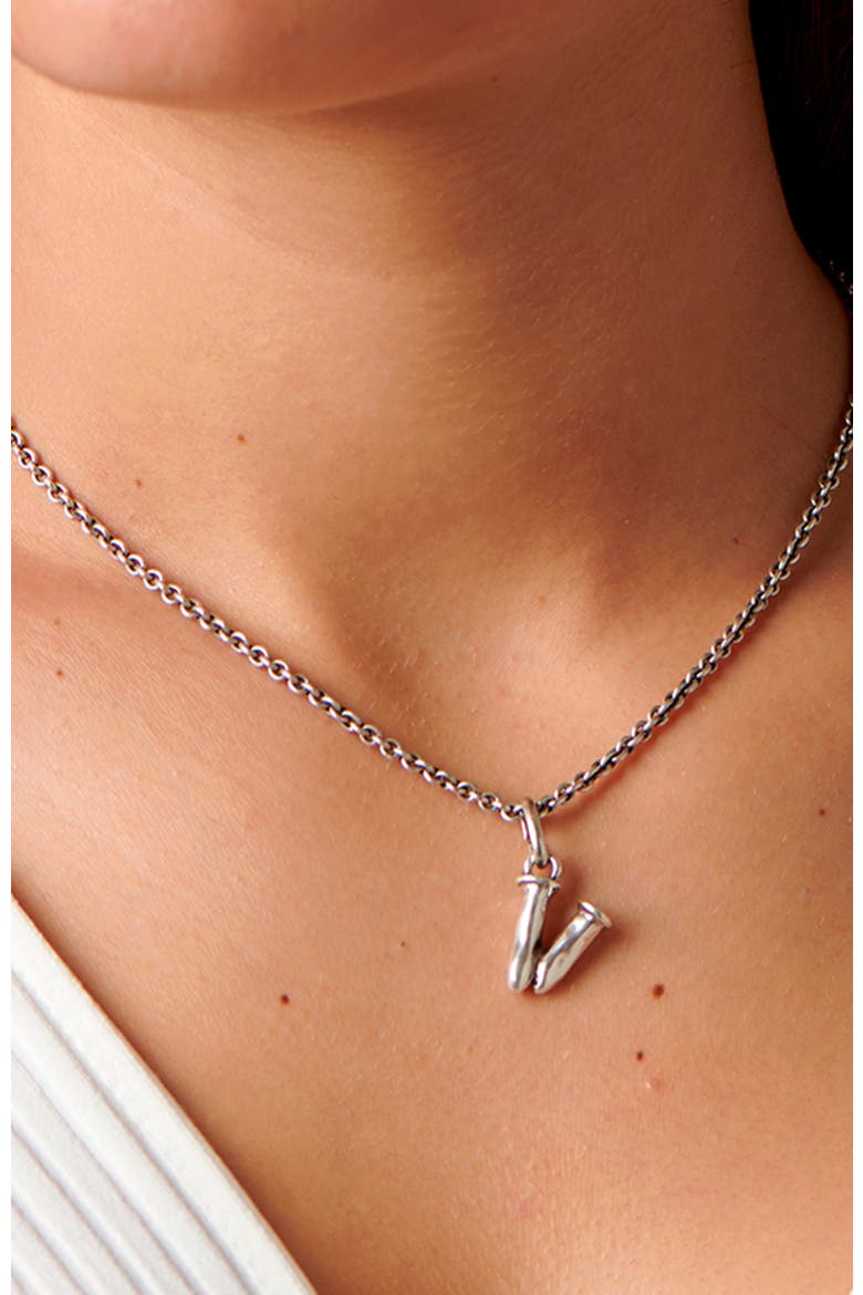 Sterling Silver-Plated Letter V Charm, Alternate, color, Silver