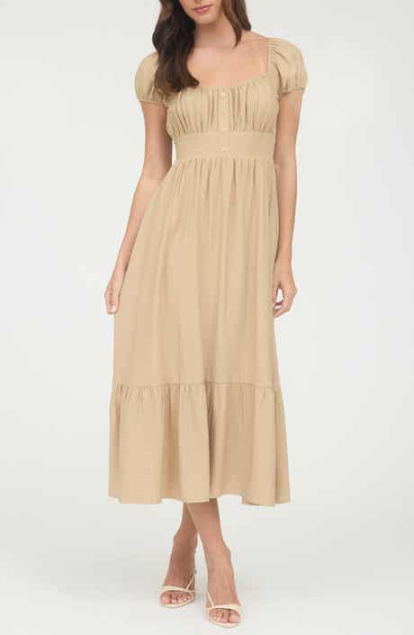 Blu Pepper Cap Sleeve Empire Waist Midi Dress