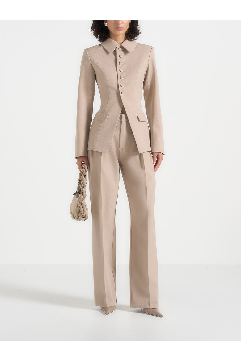 Harper Tailored Cinch Blazer With Detachable Collar, Alternate, color, Taupe