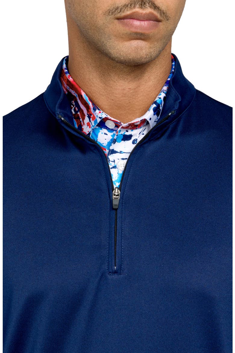 Regular Fit Melange Recycled Performance Quarter Zip, Alternate, color, NAVY