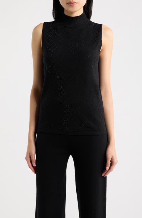 Diamond Quilted Mock Neck Sweater Tank