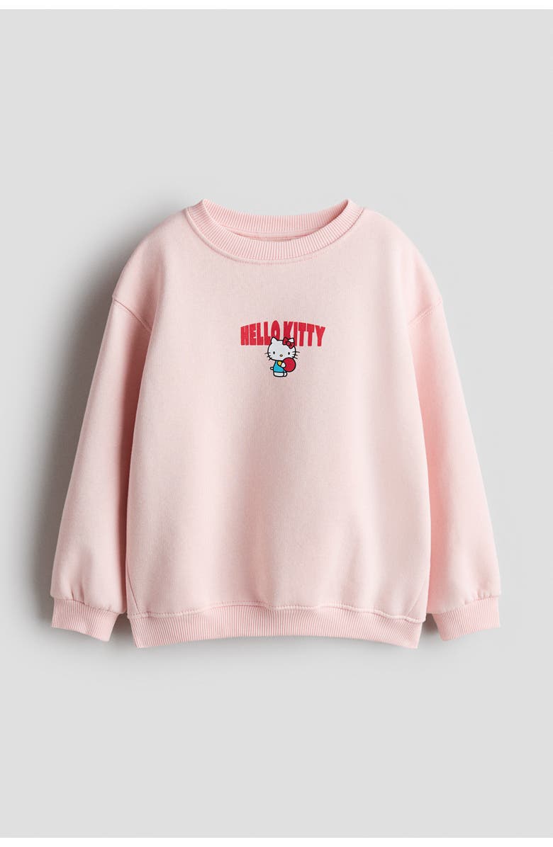 H&M Print-motif Sweatshirt, Main, color, Light Pink/Hello Kitty