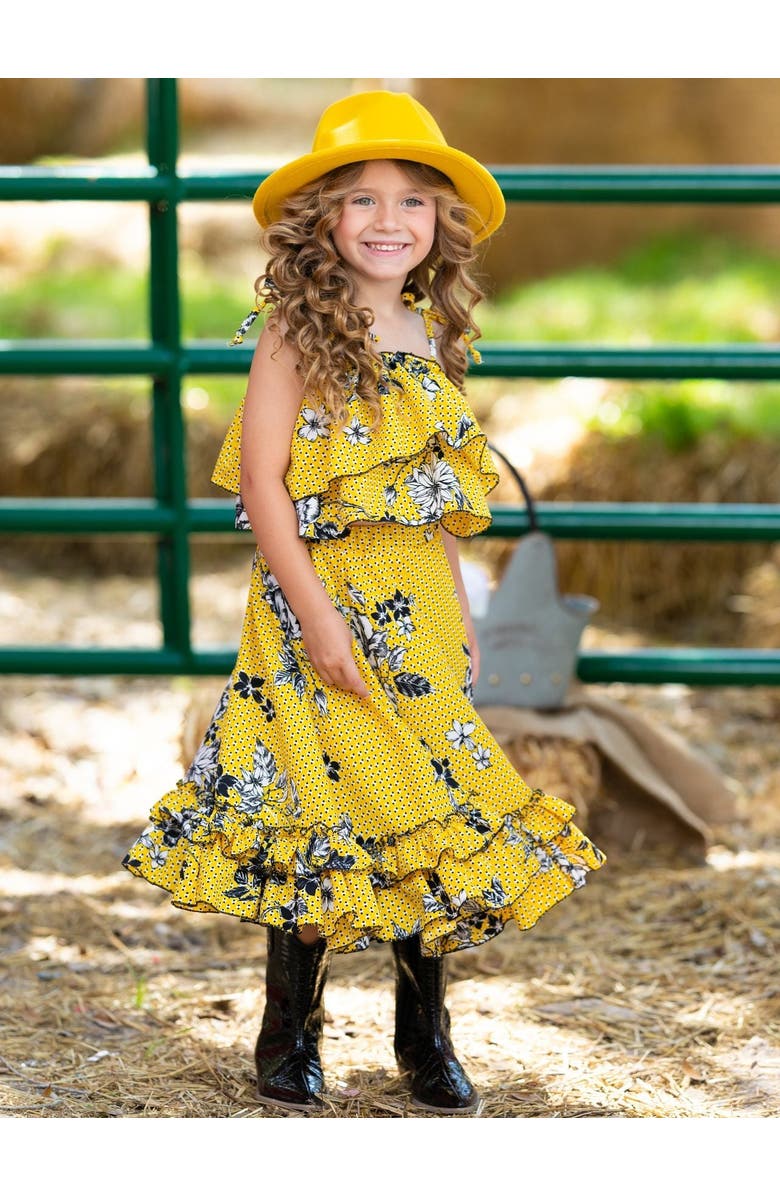 Mia Belle Girls Bright Days Ruffle Maxi Skirt Set, Alternate, color, Yellow