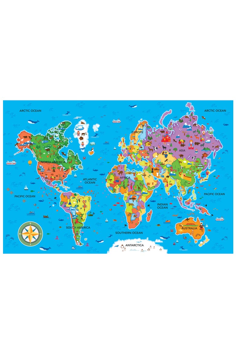World Map 48 Piece Floor Puzzle, Alternate, color, Multicolor