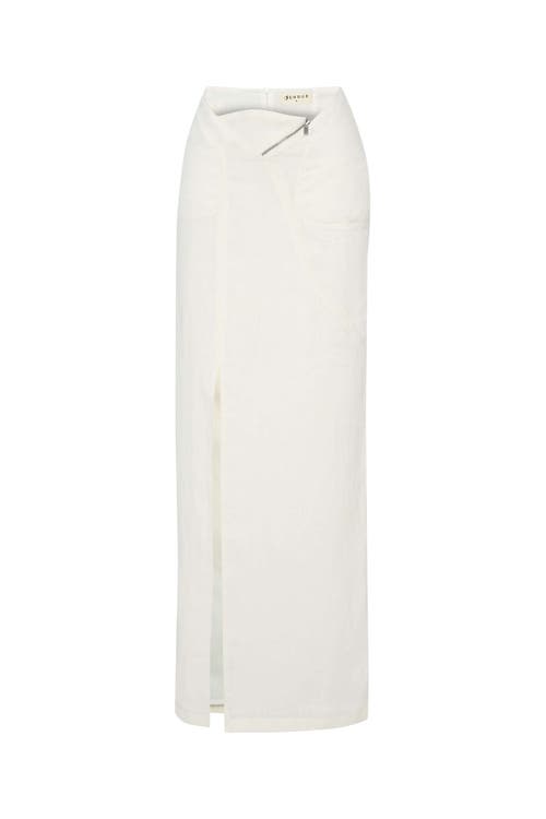 Jendue Us Serena Denim Linen Skirt In White
