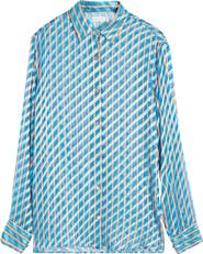 Dries Van Noten Clavelly Devoré Diagonal Stripe Button-Up Shirt
