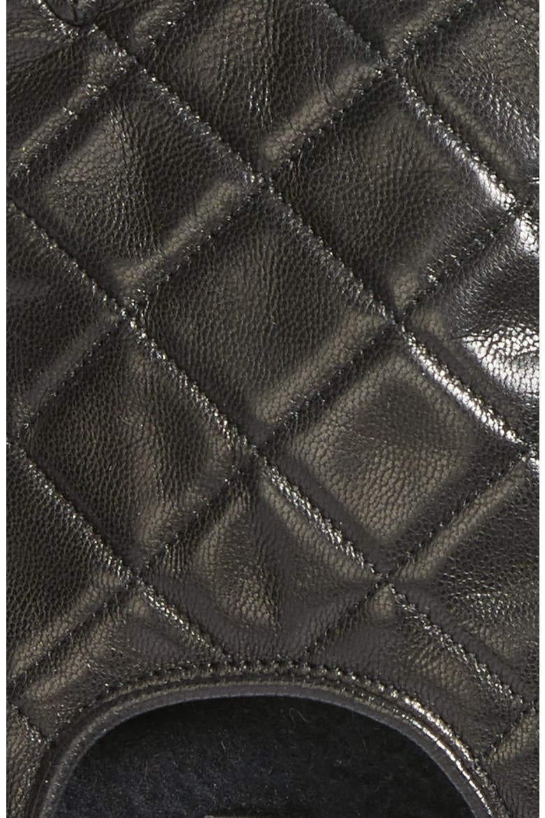 Quilted Goatskin Leather Fingerless Gloves, Alternate, color, BLACK