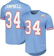 Mitchell & Ness Men's Mitchell & Ness Earl Campbell Light Blue Houston Oilers Retired Player Name & Number Mesh Top