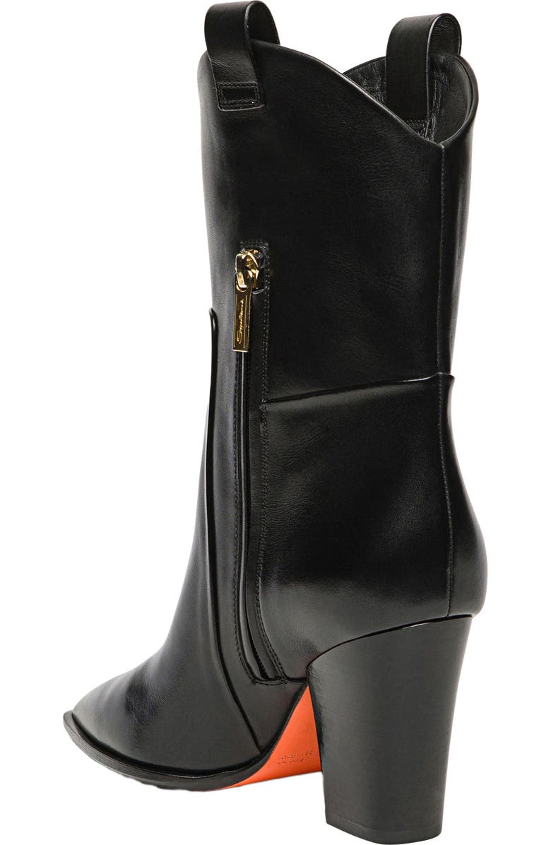 Santoni Women's leather texan ankle boot, Alternate, color, Black