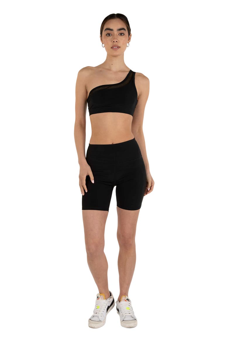 On Duty Mesh One Shoulder Silkiflex Bra, Main, color, Midnight Black
