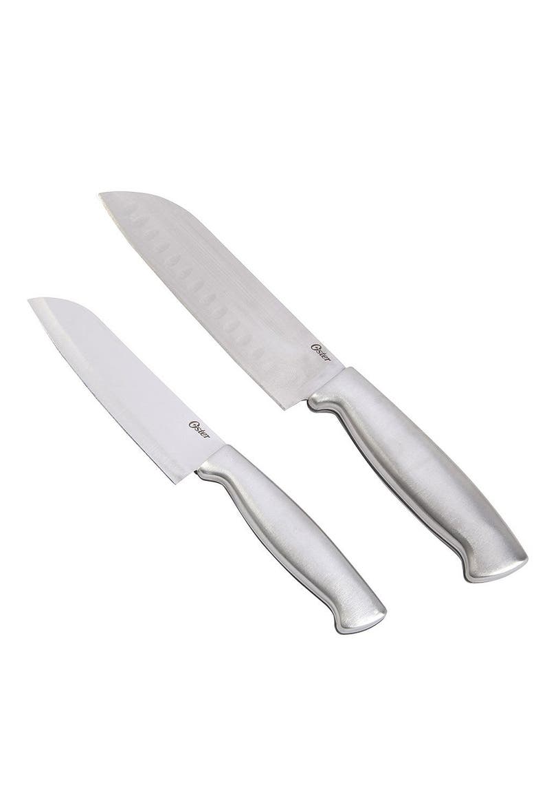 Baldwyn 2 Piece Stainles Steel Santoku Knife Set, Main, color, Silver