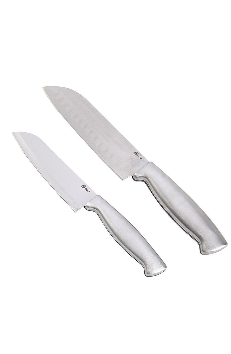 OSTER Baldwyn 2 Piece Stainles Steel Santoku Knife Set, Main, color, Silver