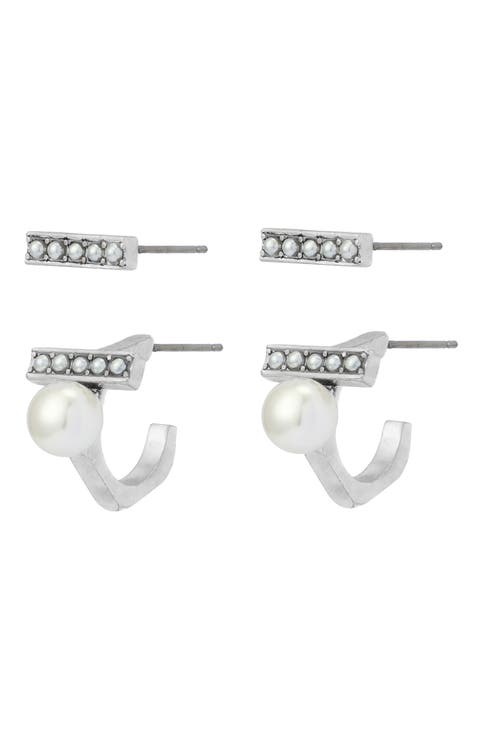 Imitation Pearl Bar Earrings