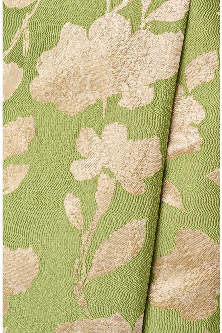 Metallic Floral Jacquard Strapless Column Gown, Alternate, color, FERN