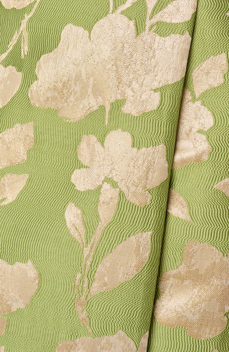 Aidan Mattox Metallic Floral Jacquard Strapless Column Gown, Alternate, color, Fern