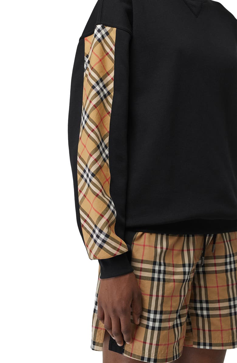 Burberry Bronx Check Sleeve Sweatshirt, Alternate, color, 