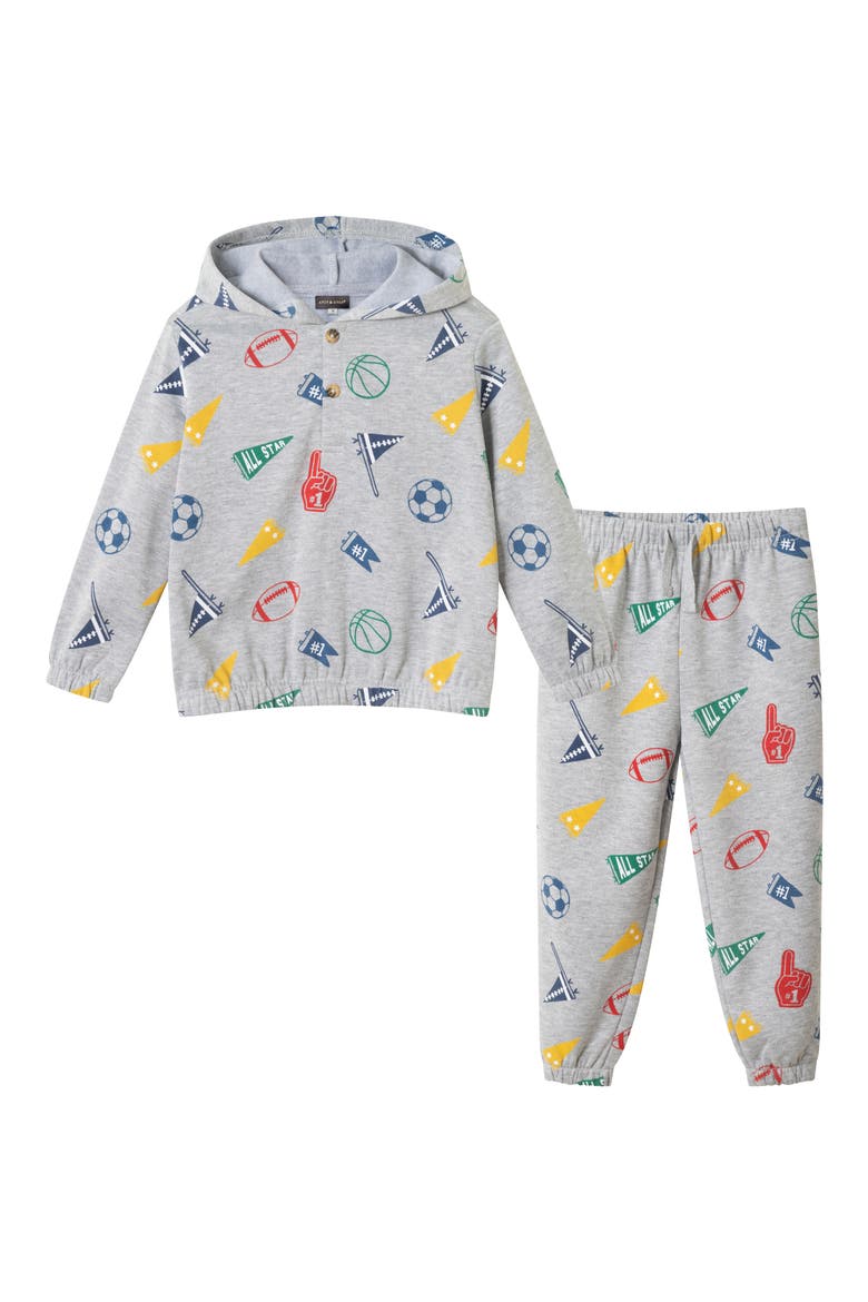 French Terry Hoodie & Pants Set, Main, color, GREY