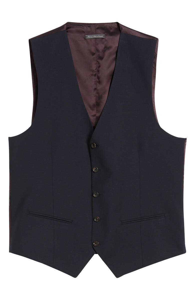 Jack Victor Owen Five-Button Stretch Wool Vest, Alternate, color, Navy