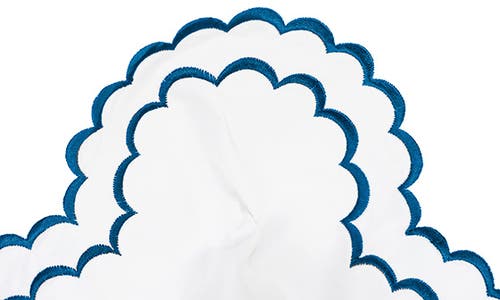 Melange Home Embroidered Percale Crisp Cotton Double Scallopier Duvet Set In White