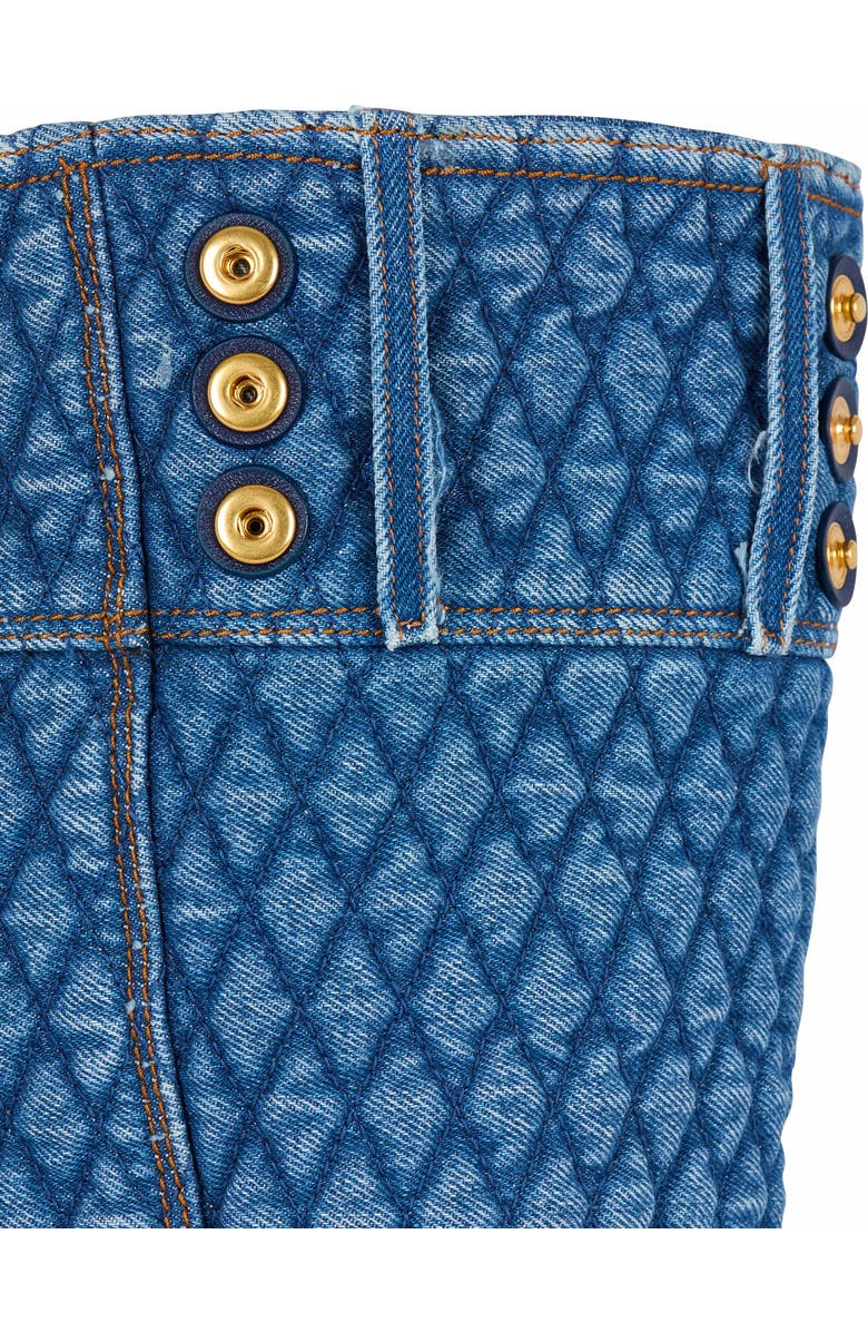Balmain 1945 Soft Tote Bag In Diamond-Quilted Denim, Alternate, color,