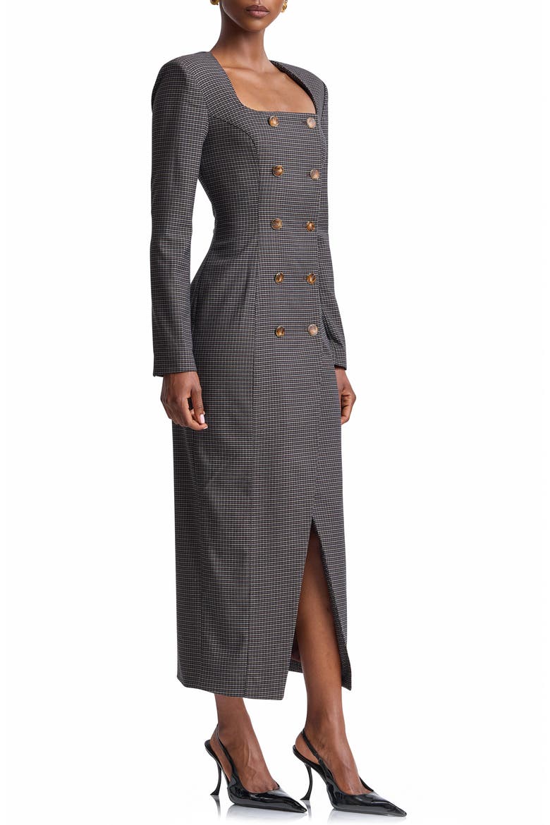 Double Breasted Long Sleeve Dress, Alternate, color, BROWN PLAID MULTI