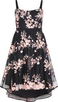 City Chic Ambrosia Sequin Floral Print High-Low Dress