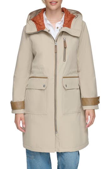 Andrew Marc Water Resistant Hooded Jacket In Antler
