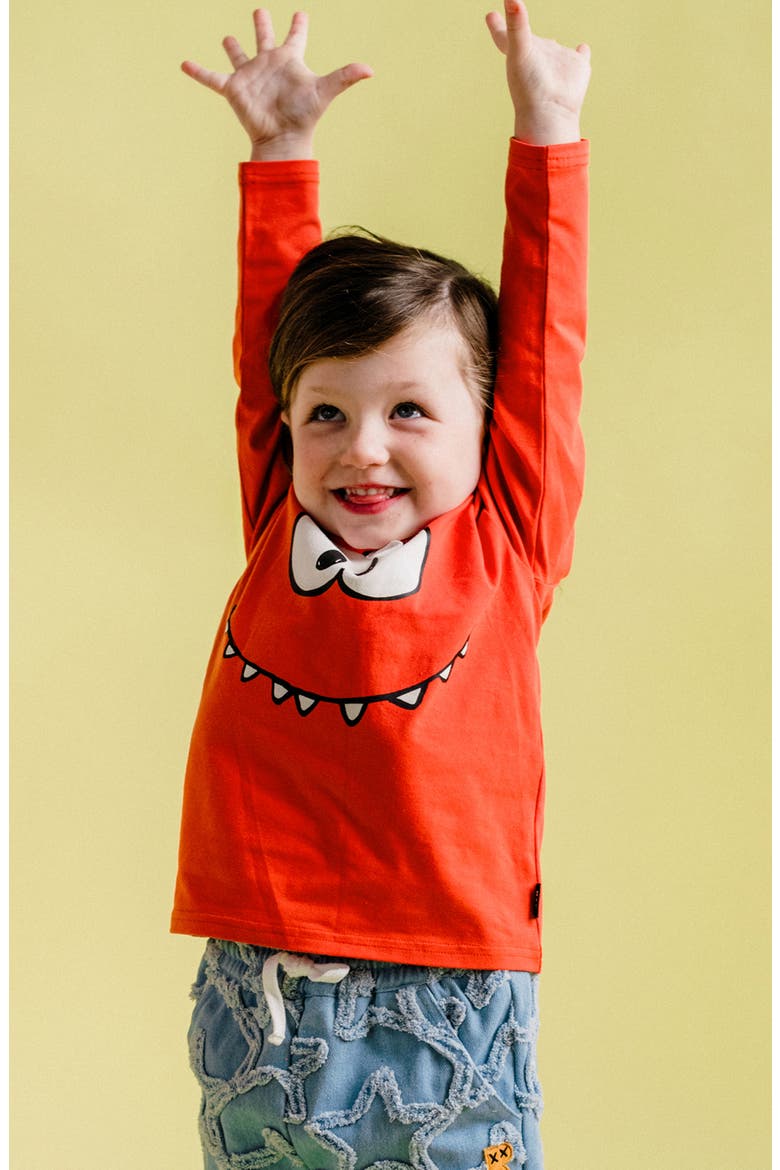 Kids' Long Sleeve Graphic T-Shirt, Alternate, color, RED FACE