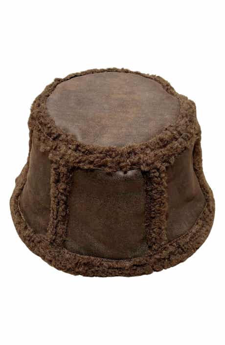 Faux Leather Faux Shearling Cloche