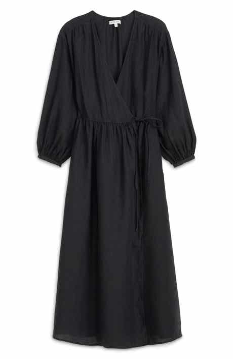 Alex Mill Lauren Long Sleeve Linen Wrap Dress
