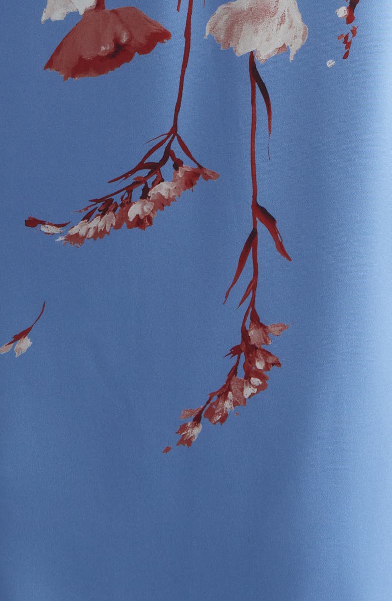 Lela Rose Stella Floral Stretch Crepe Dress, Alternate, color, Cornflower Multi