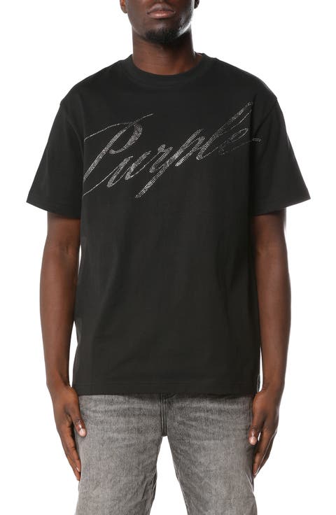 Crystal Embellished Logo Graphic T-Shirt