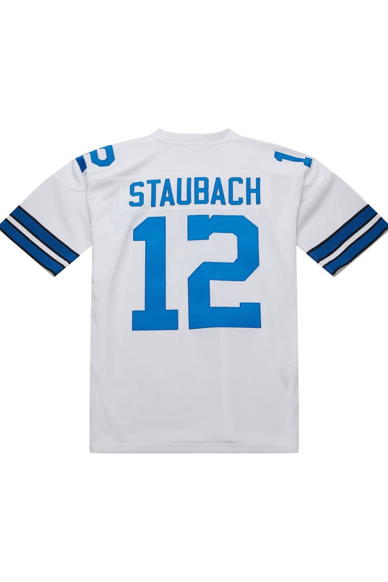 Men's Mitchell & Ness Roger Staubach White Dallas Cowboys 1975 Authentic Throwback Retired Player Jersey, Alternate, color, White
